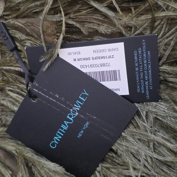 Cynthia Rowley Naoli OSTRICH FEATHER Olive Green Skirt.Size Medium. NWT - Picture 2 of 7